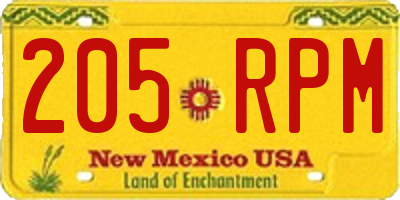 NM license plate 205RPM