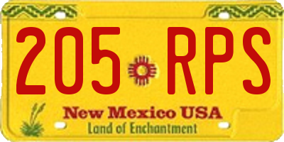 NM license plate 205RPS