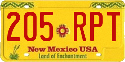 NM license plate 205RPT