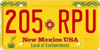 NM license plate 205RPU