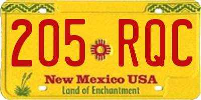 NM license plate 205RQC