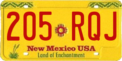 NM license plate 205RQJ