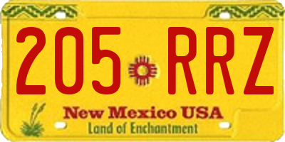 NM license plate 205RRZ