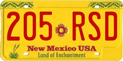 NM license plate 205RSD