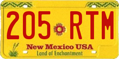 NM license plate 205RTM
