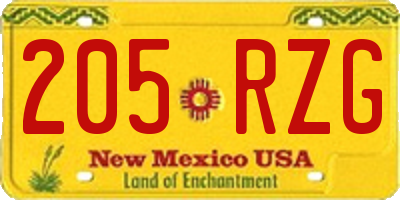 NM license plate 205RZG