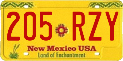 NM license plate 205RZY