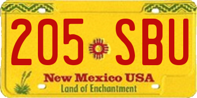 NM license plate 205SBU
