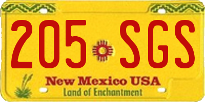 NM license plate 205SGS