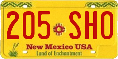 NM license plate 205SHO