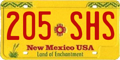 NM license plate 205SHS