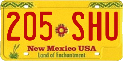 NM license plate 205SHU