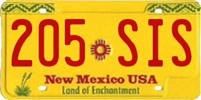 NM license plate 205SIS