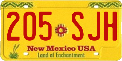 NM license plate 205SJH