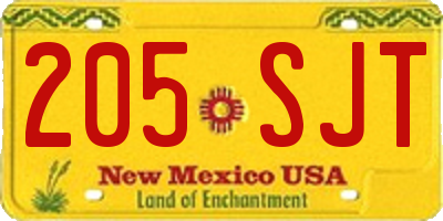 NM license plate 205SJT