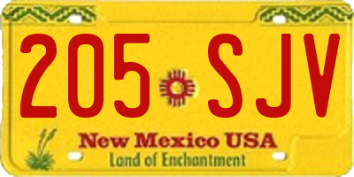 NM license plate 205SJV
