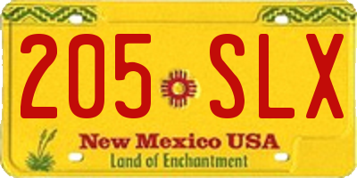 NM license plate 205SLX