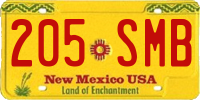 NM license plate 205SMB