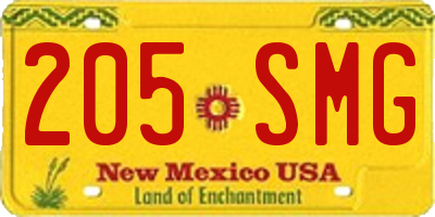 NM license plate 205SMG