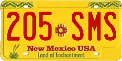 NM license plate 205SMS