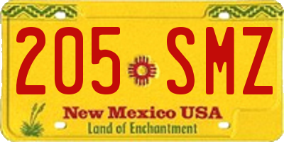 NM license plate 205SMZ