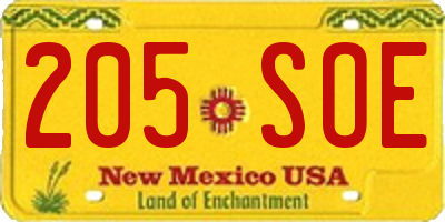 NM license plate 205SOE