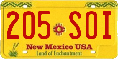 NM license plate 205SOI