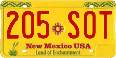 NM license plate 205SOT