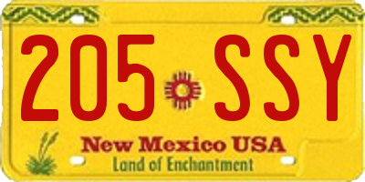 NM license plate 205SSY