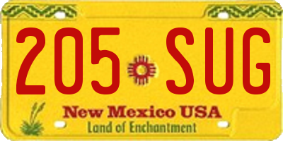NM license plate 205SUG
