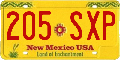 NM license plate 205SXP