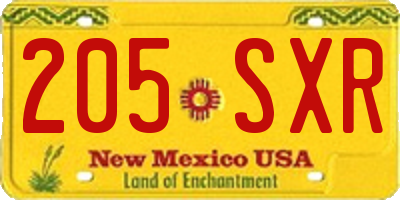 NM license plate 205SXR