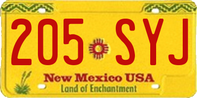 NM license plate 205SYJ