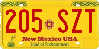 NM license plate 205SZT