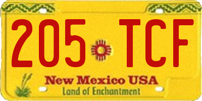 NM license plate 205TCF