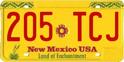 NM license plate 205TCJ