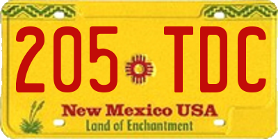 NM license plate 205TDC