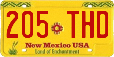 NM license plate 205THD