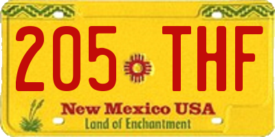 NM license plate 205THF
