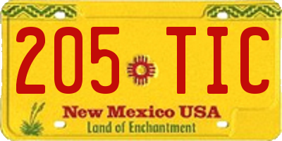 NM license plate 205TIC