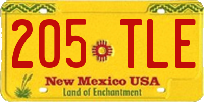 NM license plate 205TLE