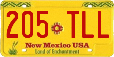 NM license plate 205TLL