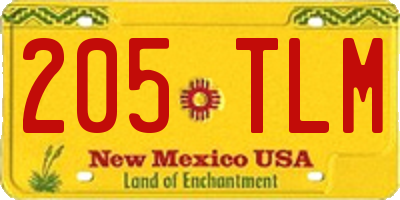 NM license plate 205TLM