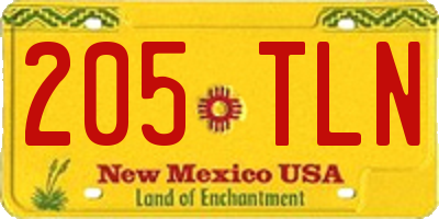 NM license plate 205TLN