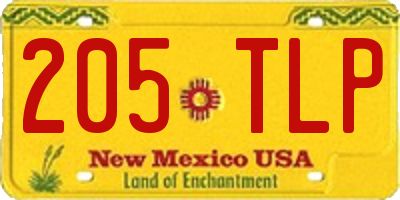 NM license plate 205TLP