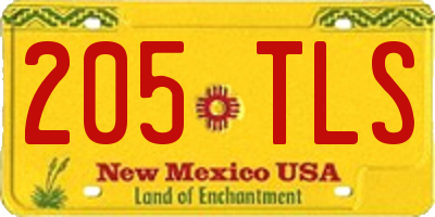NM license plate 205TLS