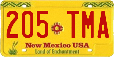 NM license plate 205TMA