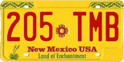 NM license plate 205TMB