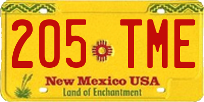NM license plate 205TME