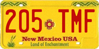 NM license plate 205TMF